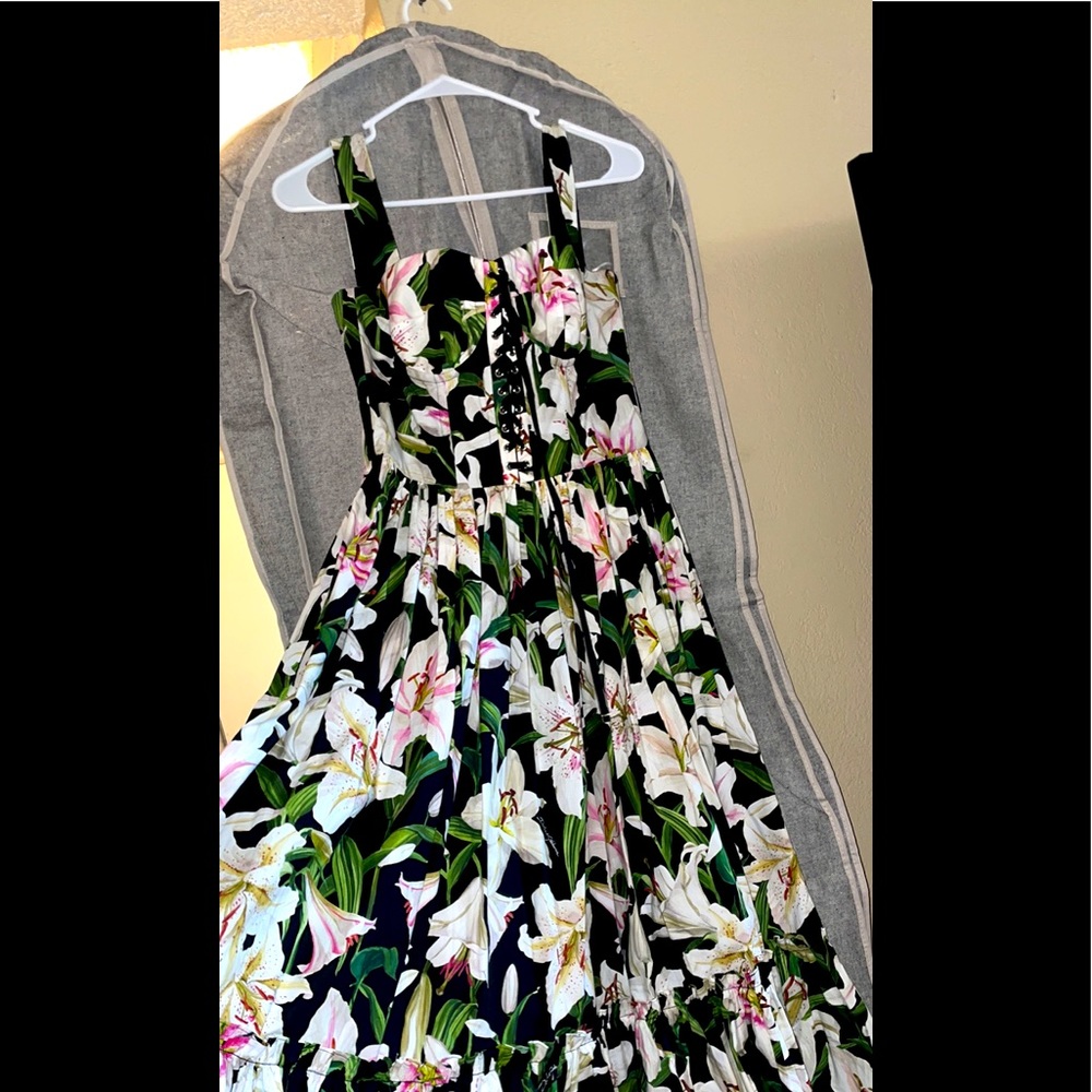 Dolce and gabana black flair dress corset style